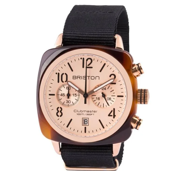 Men's Everyday Wear Design Men's Watches-Briston Black Clubmaster Classic Chronograph Watch 14140.PRA.T.6.NB