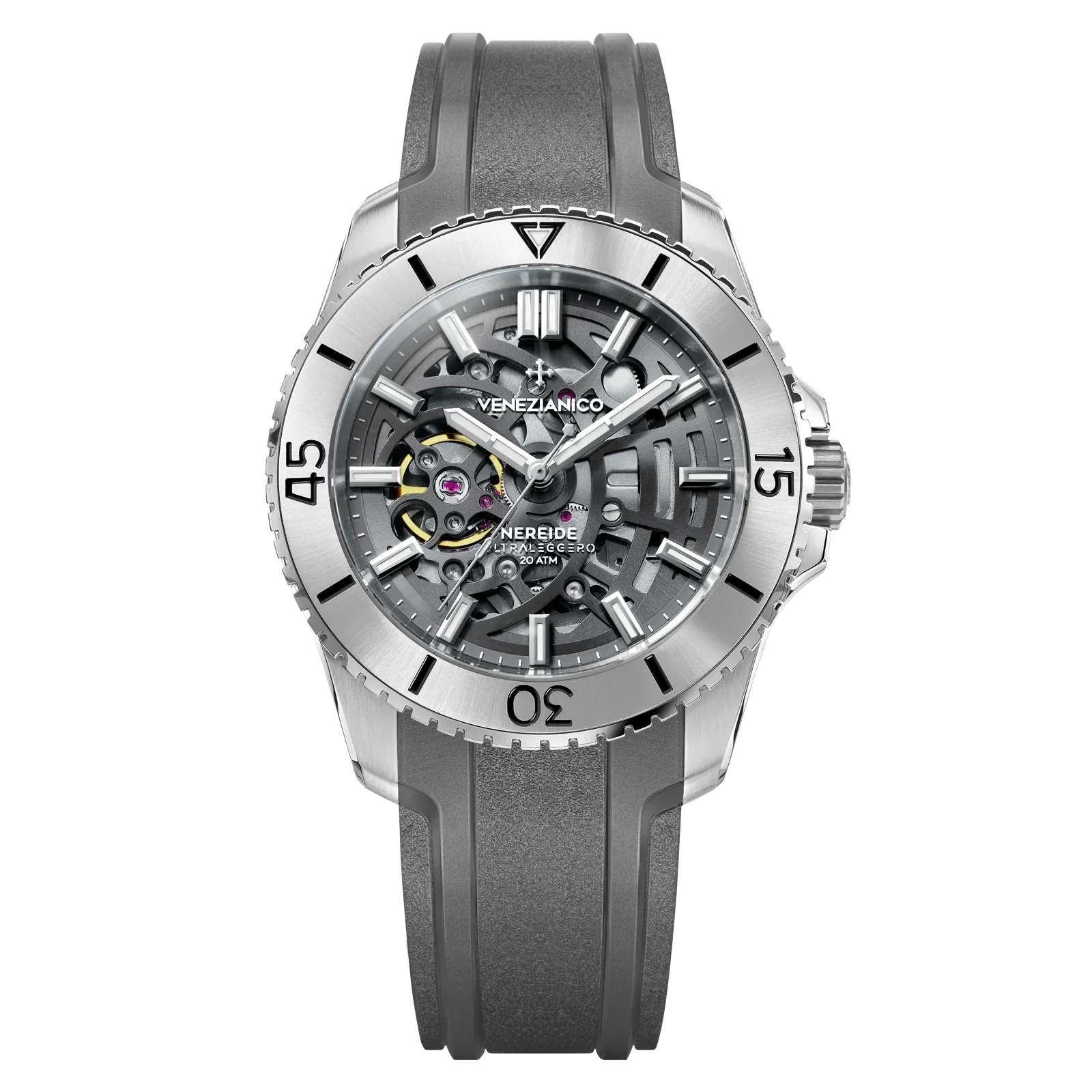 Men's Swiss Watch Kinetic Edition-Venezianico Automatic Watch Nereide UltraLeggero 42 Skeleton Grey 3921508