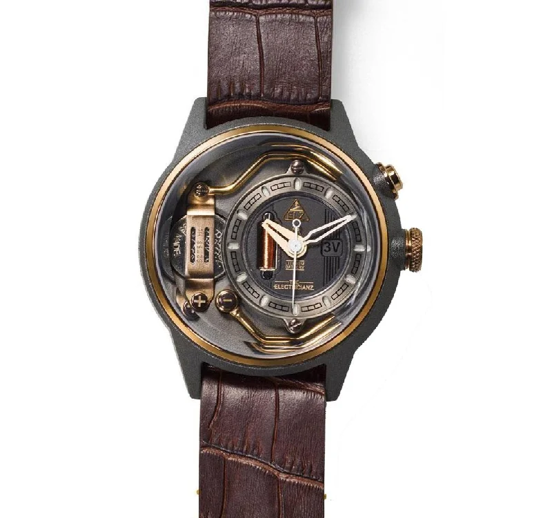 Men's Field Watches Everyday Wear Edition-Electricianz Brown Mokaz Crocoz Watch ZZ-A1C/02-CR