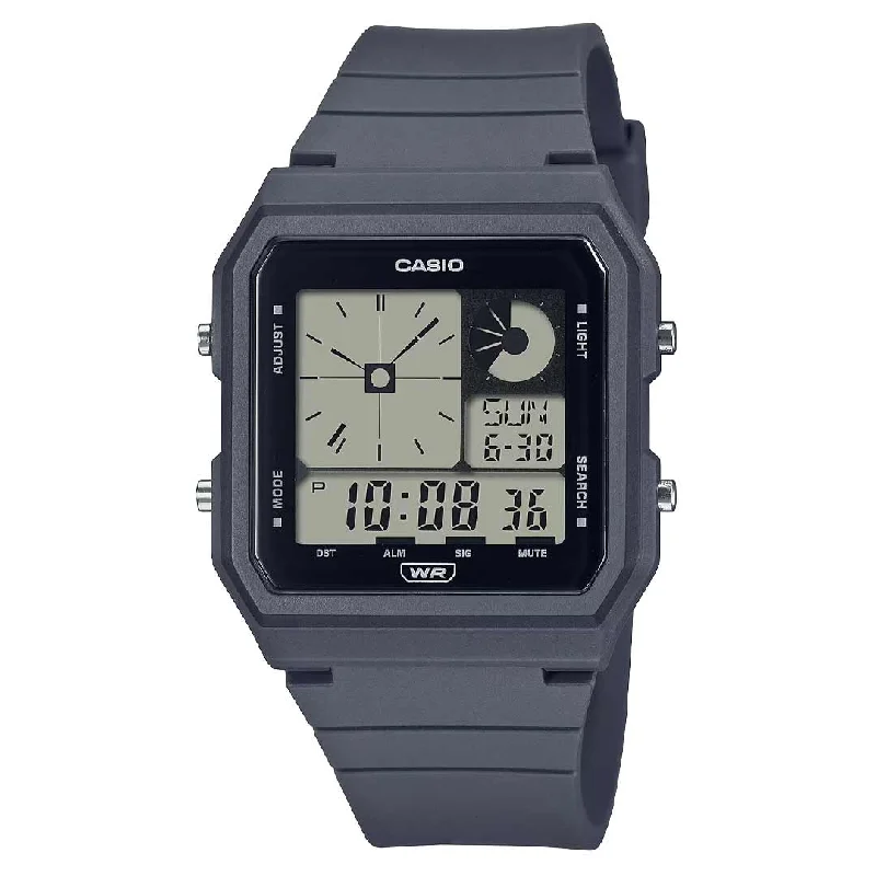 Unisex Vintage Design Watches-Casio Unisex Watch Retro Twin Digital Grey LF-20W-8A2DF
