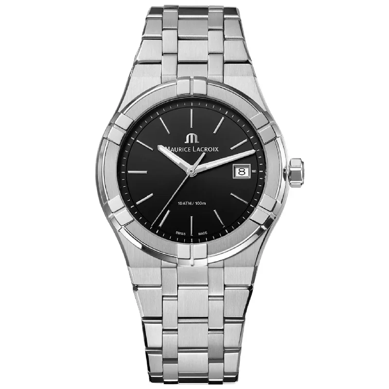 Men's Swiss Special Edition-Maurice Lacroix Men's Black Aikon Quartz Watch AI1108-SS002-330-1
