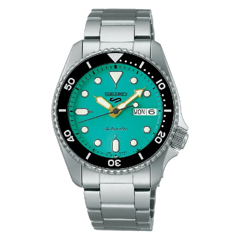 Women's Wedding Design Mechanical Watches-Orologio Seiko 5 sports SRPK33K1 misura media 38mm turchese