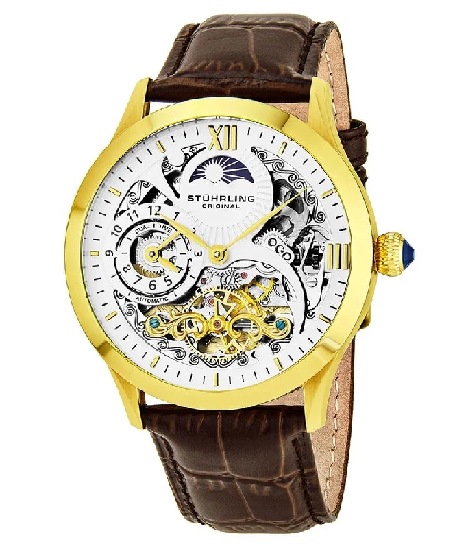 White Dial / Gold Case / Brown Leather Strap Yellow Gold Layered Tang Buckle