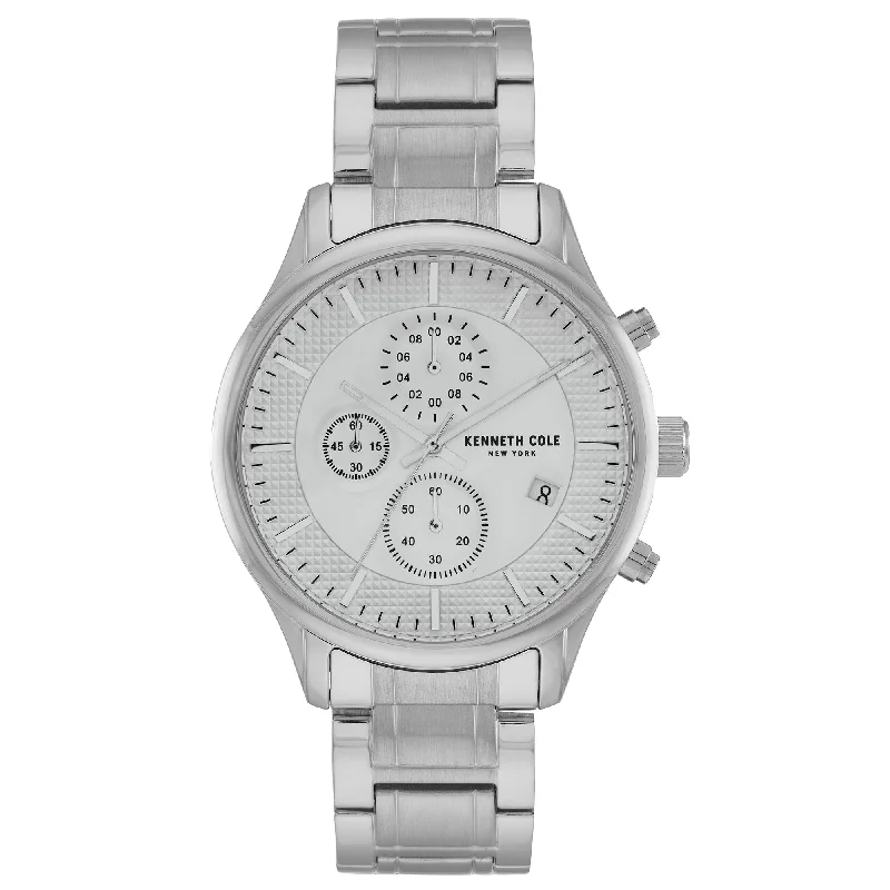 Men's Engraved Design Dress Watches-Kenneth Cole Men's White Watch KC50956001