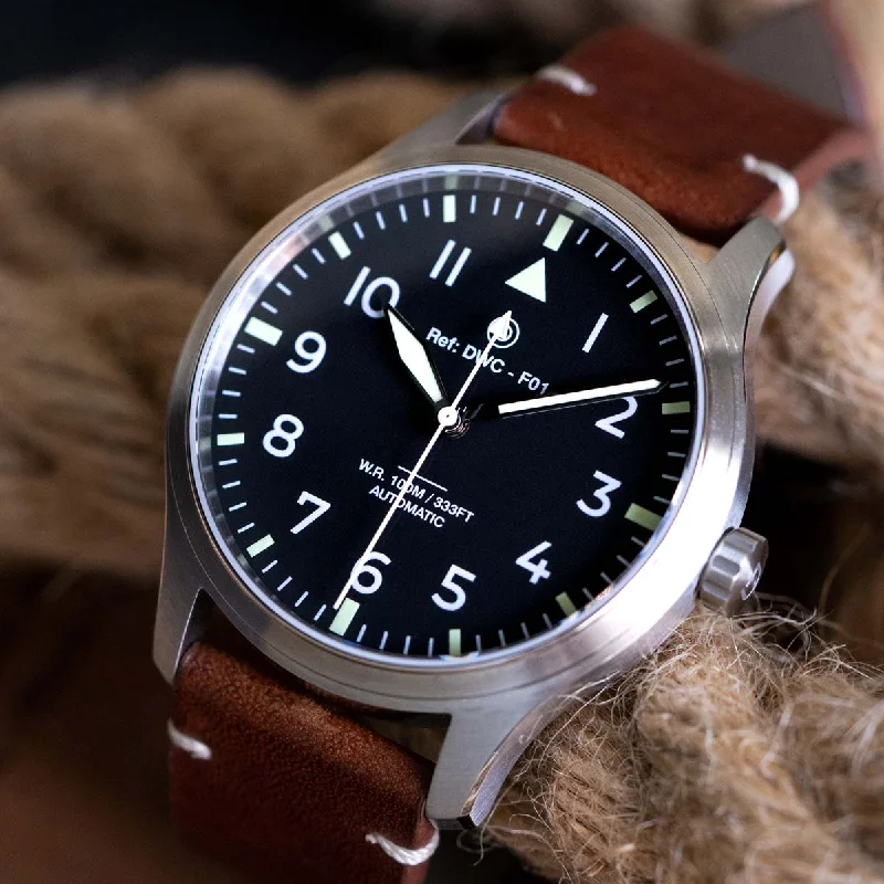 Men's Field Watches Rectangular Case Edition-DIY Watchmaking Kit | 40mm Pilot Watch with Vintage Strap | F01 (82S0 or 8315 Miyota movement) Men's Field Watches Rectangular Case Edition-DIY Watchmaking Kit | 40mm Pilot Watch with Vintage Strap | F01 (82S0 or 8315 Miyota movement)