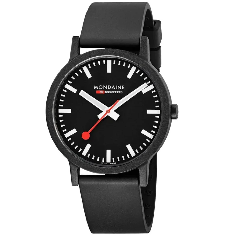 Unisex Mechanical Movement Watches-Mondaine Essence Unisex Black Watch MS1.41120.RB
