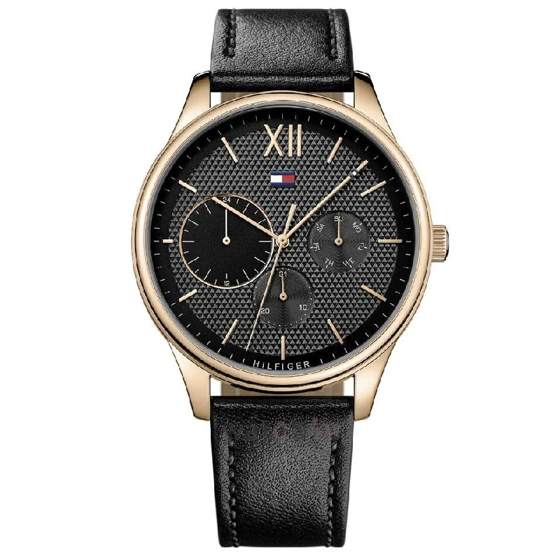 Men's Solar Powered Style Dress Watches-Tommy Hilfiger 1791419 Men's Damon Black Watch