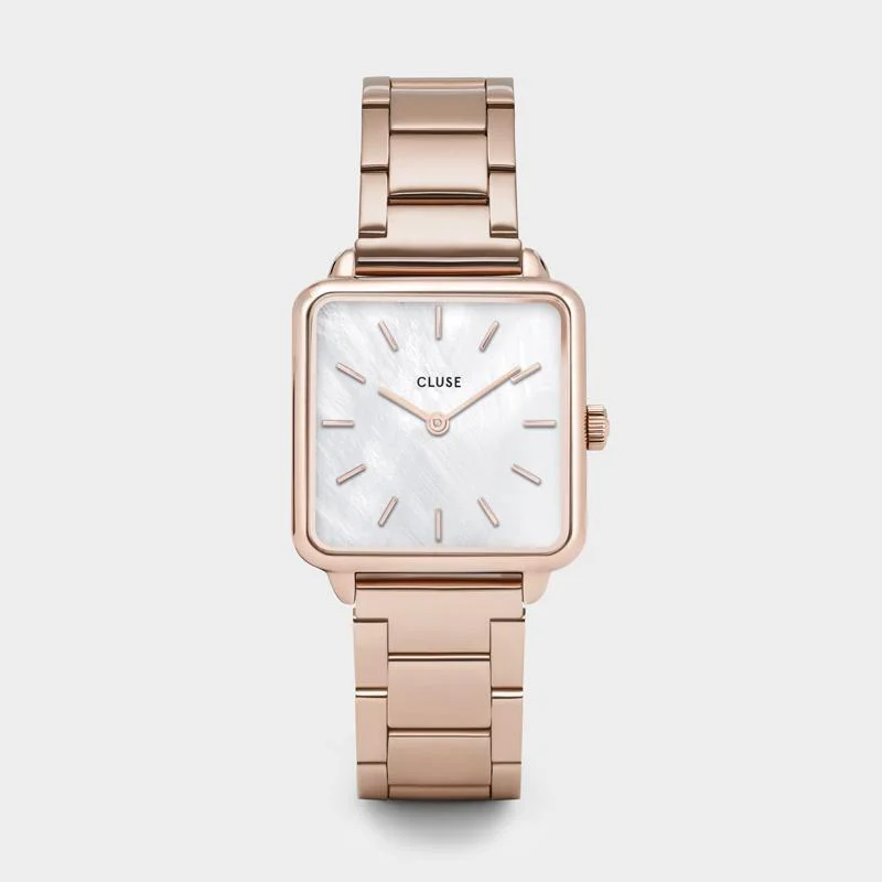 Women's Medium Size Style Mechanical Watches-La Tétragone Watch Steel, White Pearl, Rose Gold Colour Women's Medium Size Style Mechanical Watches-La Tétragone Watch Steel, White Pearl, Rose Gold Colour