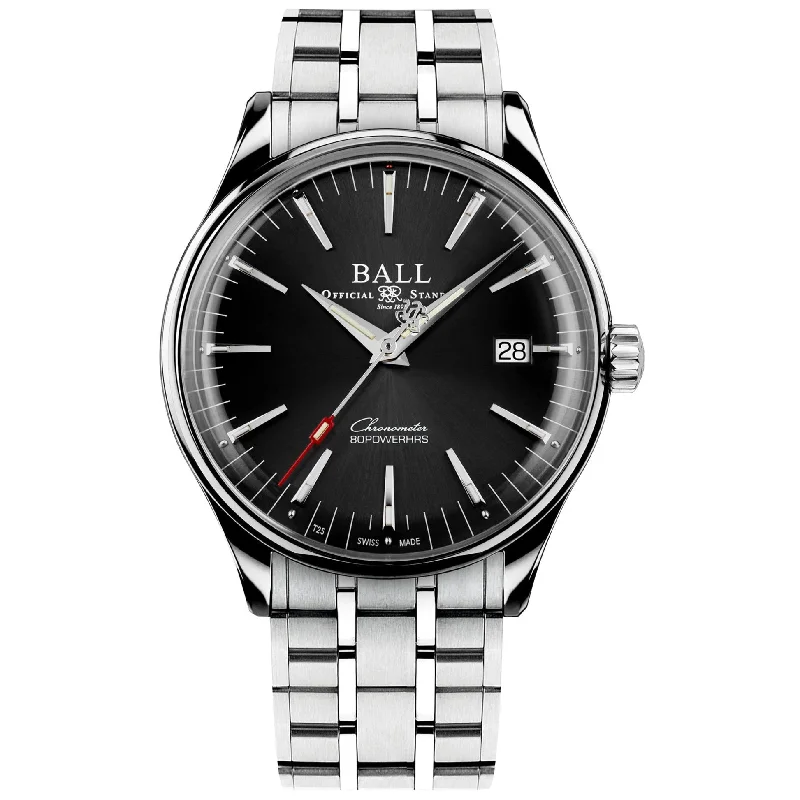 Men's Swiss Occasional Edition-Ball Trainmaster Manufacture 80 Hours Men's Black Watch NM3280D-S1CJ-BK
