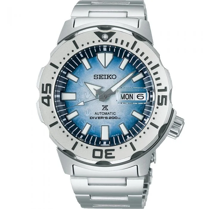 Men's Dive Watches with Watchface Customization -Seiko Prospex SRPG57K Save The Ocean Special Edition Antarctica Monster