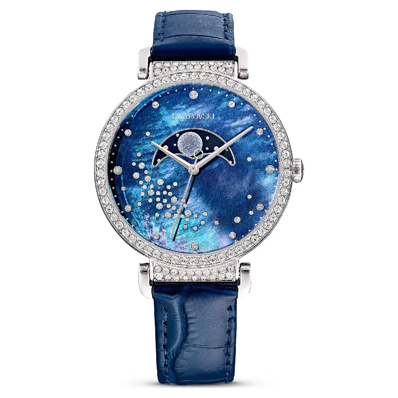 Men's Swiss Watch Everyday Wear Edition-Swarovski Passage Moon Phase Ladies Blue Watch 5613320