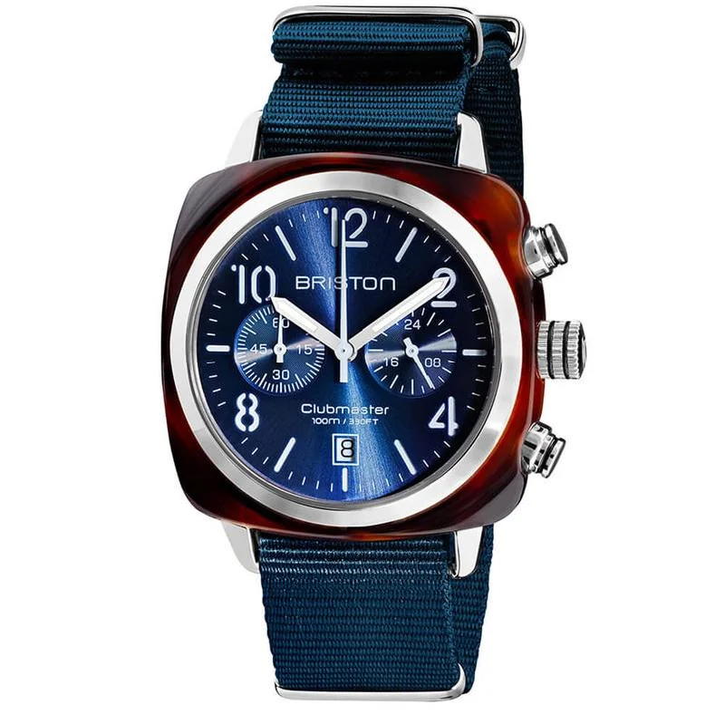 Men's Handmade Design Men's Watches-Briston Midnight Blue Clubmaster Classic Chronograph Watch 19140.SA.T.33.NMB Men's Handmade Design Men's Watches-Briston Midnight Blue Clubmaster Classic Chronograph Watch 19140.SA.T.33.NMB