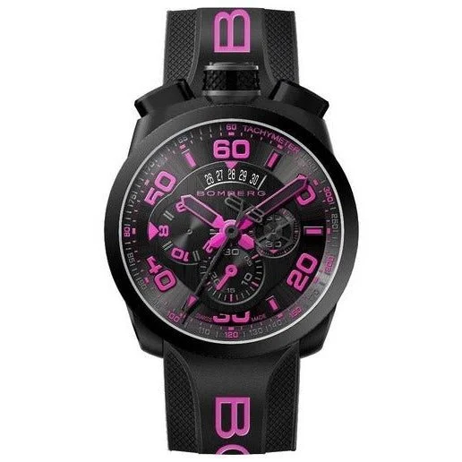 Men's Swiss Christmas Gift Edition-Bomberg Men's Chronograph Watch BOLT-68 Black PVD Pink BS45CHPBA.031.3 Men's Swiss Christmas Gift Edition-Bomberg Men's Chronograph Watch BOLT-68 Black PVD Pink BS45CHPBA.031.3