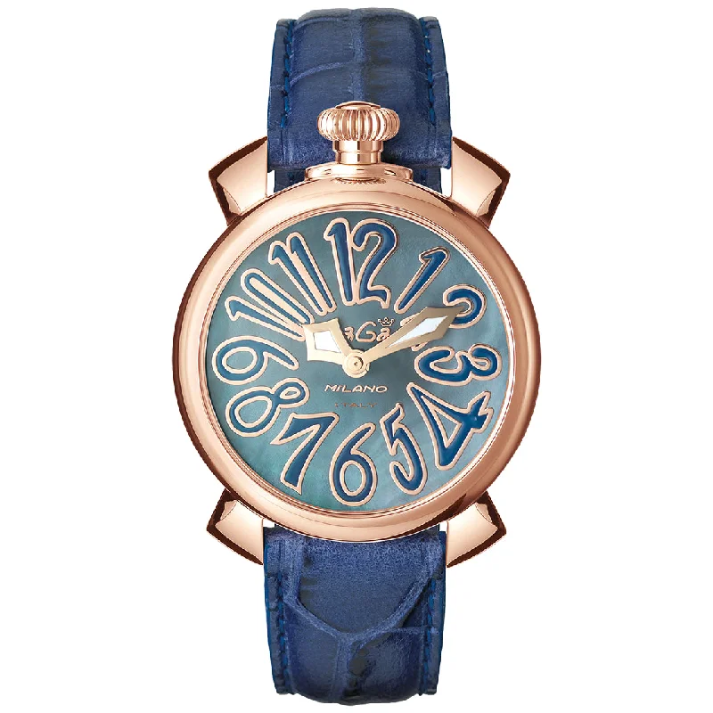 Men's Mineral Crystal Field Watches-Gaga Milano Ladies Blue Manuale Watch 5021.7