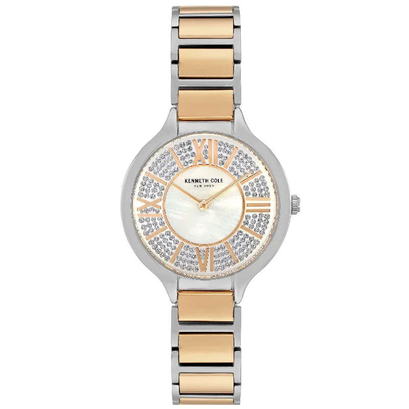 Men's Handmade Style Slim Watches-Kenneth Cole Ladies Two-Tone Watch KC51054004