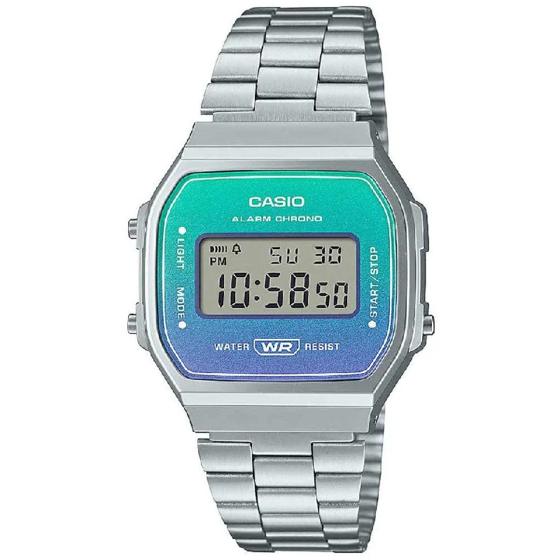 Unisex Thin Case Watches-Casio Vintage Men's Blue Watch A168WER-2AEF