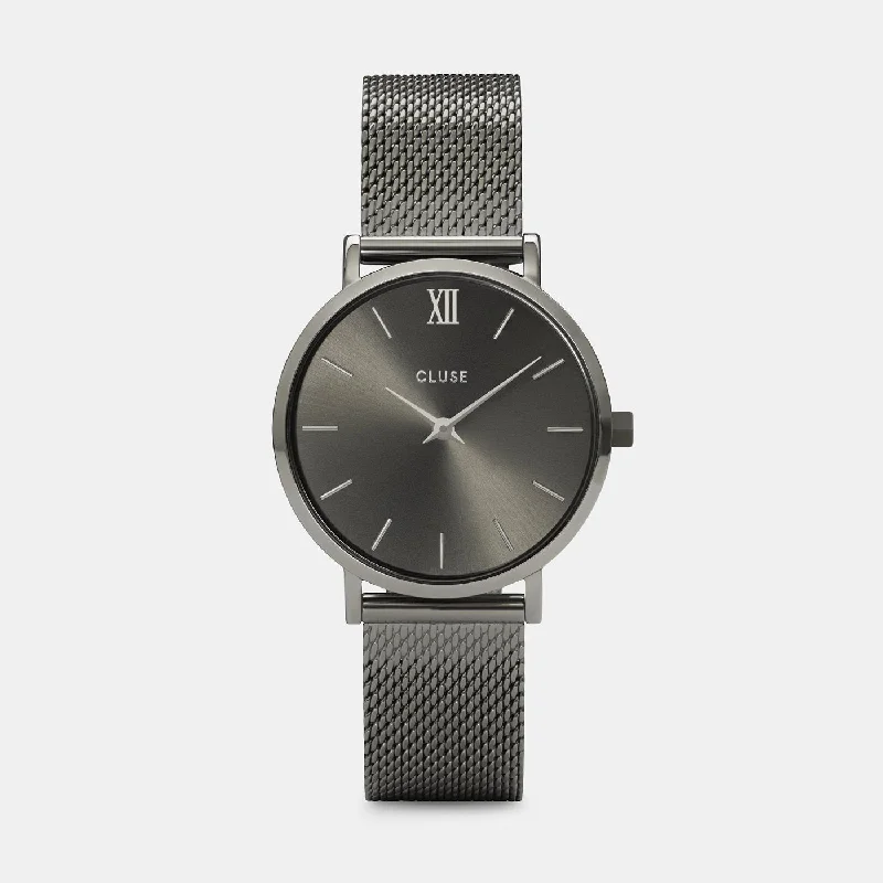 Women's Eco-Drive Style Mechanical Watches-Minuit Watch Mesh, Dark Grey