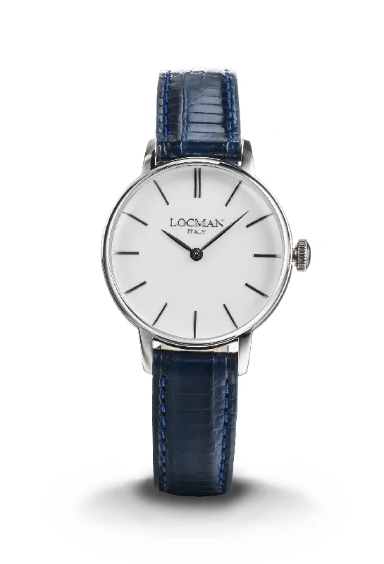 Women's Mechanical Movement Style Mechanical Watches-Locman 1960 donna bianco pelle blu 0253A08A-00WHNKPB