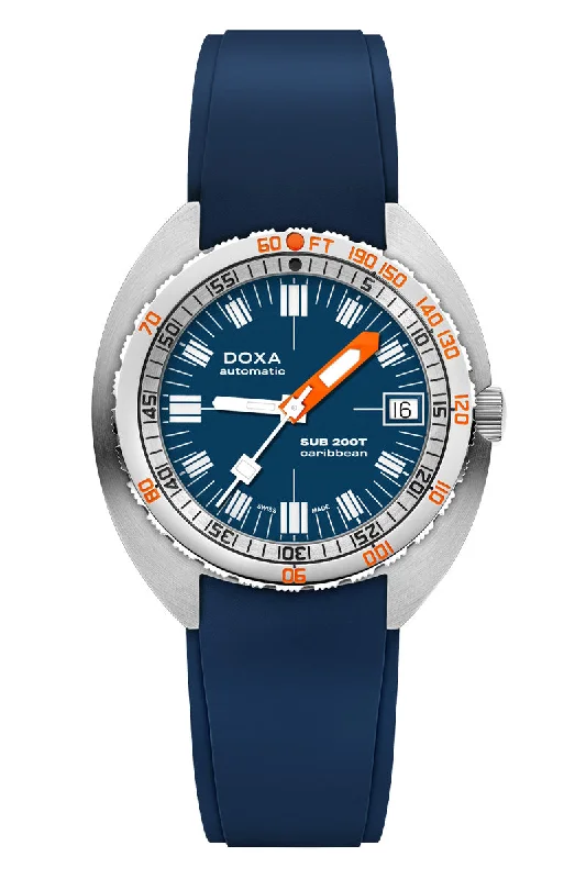 Men's Sophisticated Style Dress Watches-Doxa Sub 200T Caribbean 804.10.201.32