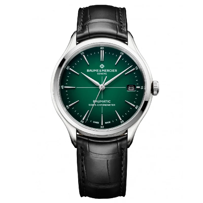 Men's Swiss Watch Deals-Baume & Mercier Men's Black Clifton Watch 10592