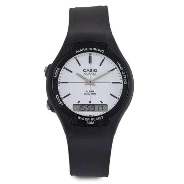 Unisex Large Size Style Watches-Casio Watch Black and White AW-90H-7EVDF