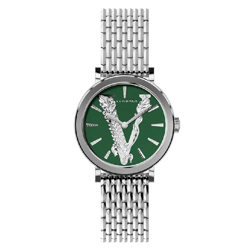 Men's Swiss Watch Engraved-Versace Virtus 36mm Ladies' Green Watch VERI00520
