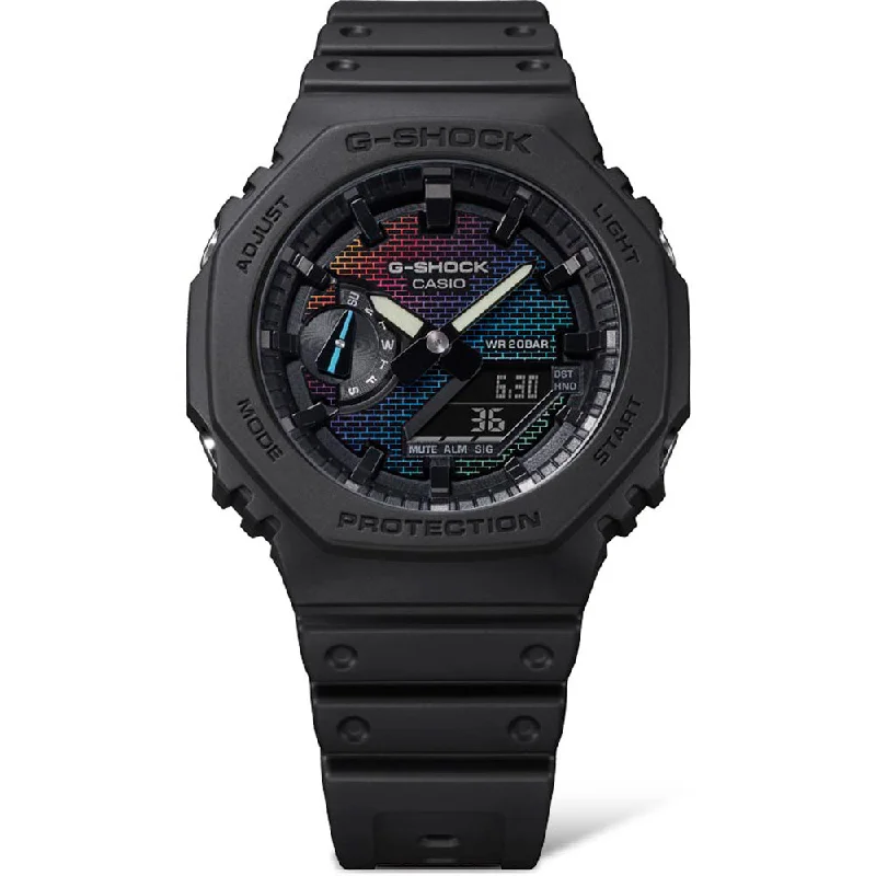 Mens Customized Design Smart Watches-G-Shock GA2100RW-1A Rainbow Brick Wall