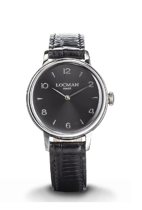 Women's Italian Made Style Mechanical Watches-Locman 1960 donna nero pelle nera 0253A01A-00BKNK2PK