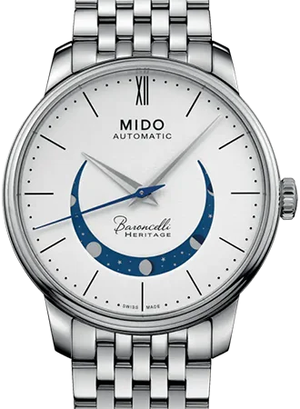 Men's Christmas Gift Dress Watches-Baroncelli Smiling Moon Gent White Ref. M027.407.11.010.01
