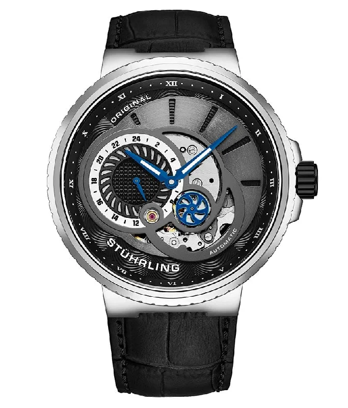 Black Dial / Silver Case / Black Leather Strap Silver Tang Buckle