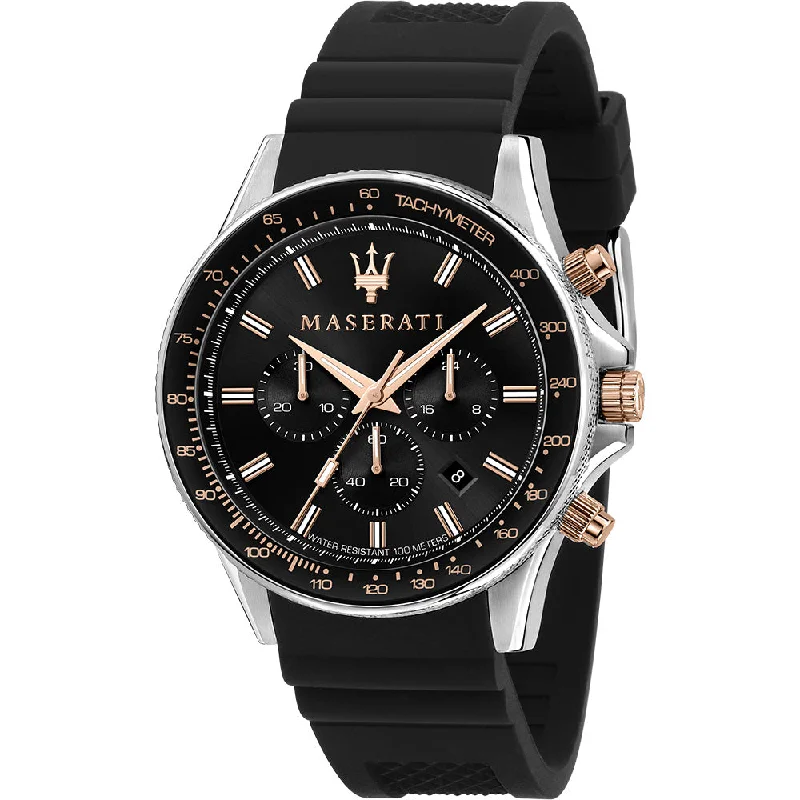 Men's Chronograph Watches with Classic Round Case -Maserati R8871640002 Sfida Chronograph