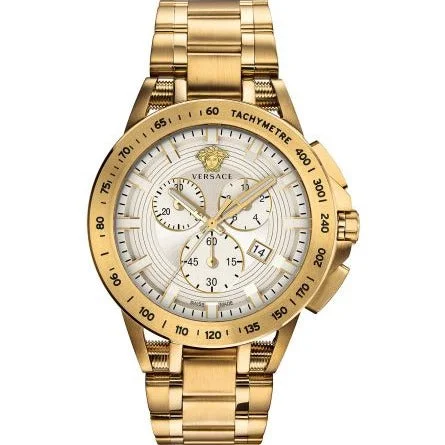 Men's Swiss Watch Monogrammed-Versace Men's Watch Sport Tech 45mm White Gold Bracelet VE3E00721