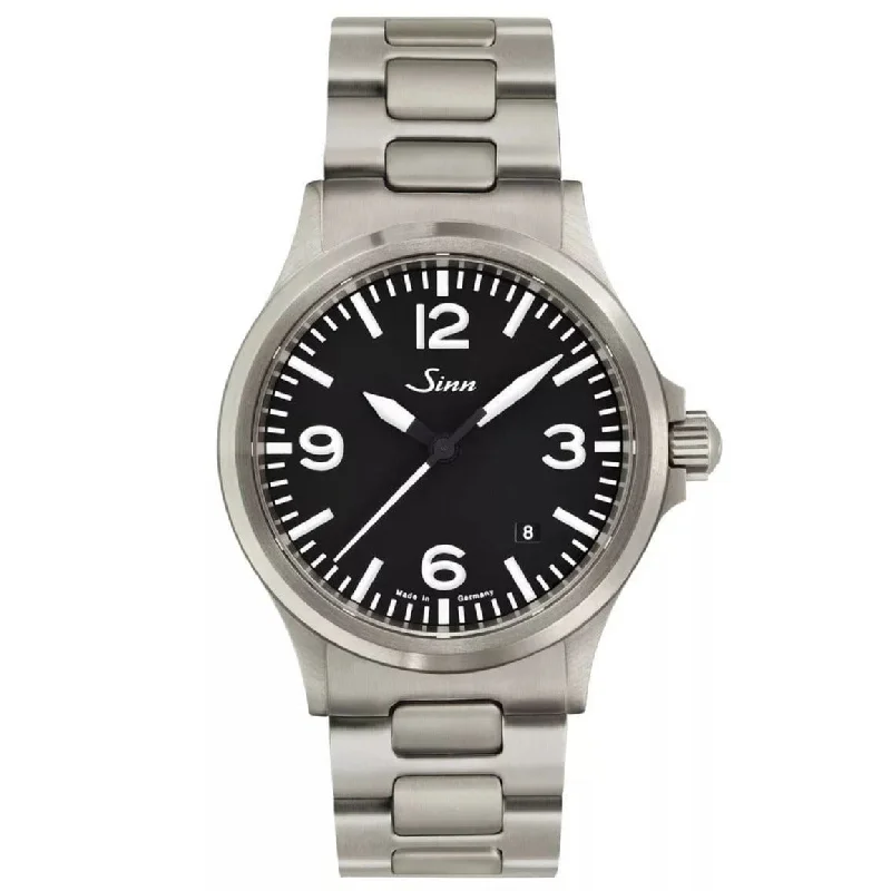 Men's Field Watches Occasional Edition-Sinn 556 A Automatic Sports Watch - Arabic Numerals Black Dial - Solid Bracelet