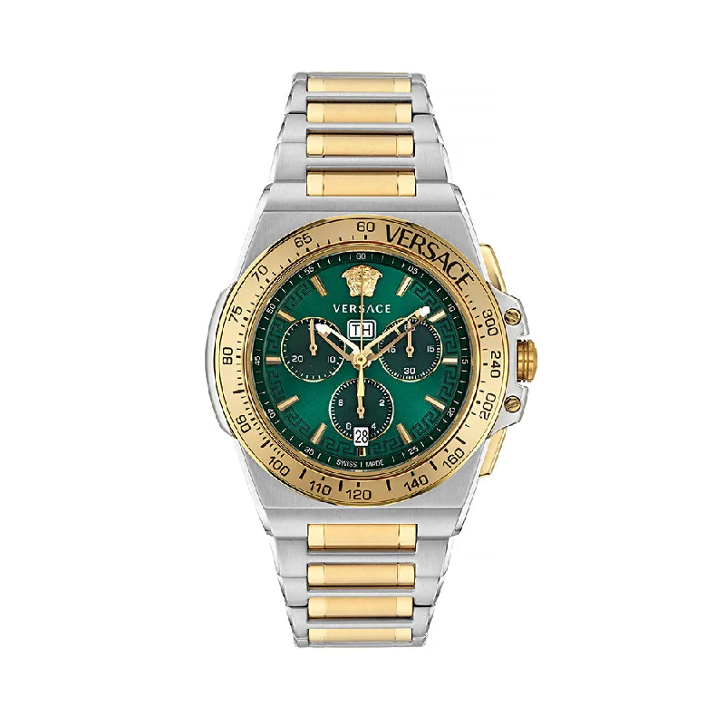 Men's Swiss Solar Powered Edition-Versace Greca Extreme Men's Green Silver Watch VE7H00523 Men's Swiss Solar Powered Edition-Versace Greca Extreme Men's Green Silver Watch VE7H00523