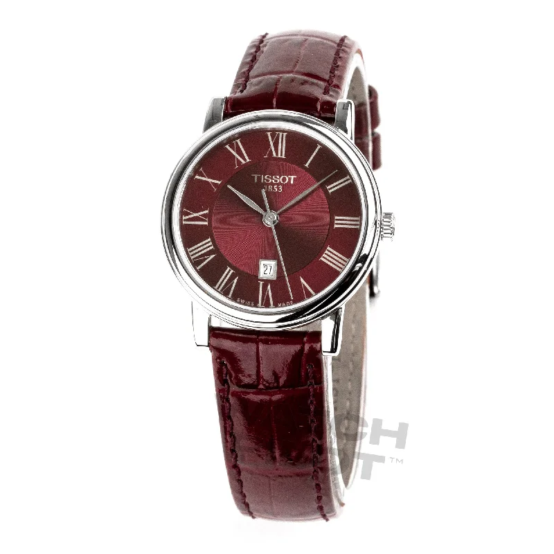Men's Swiss Everyday Wear Edition-Tissot Carson Premium Ladies Silver Watch Red Burgundy T1222101637300