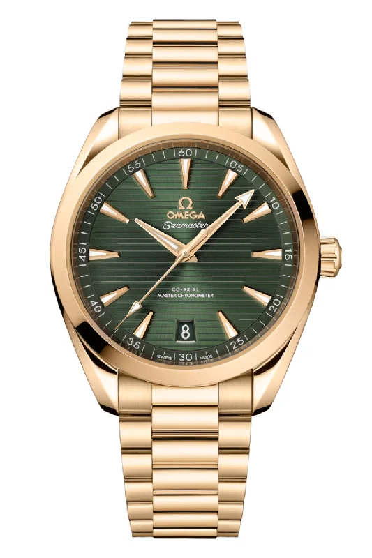 Men's Anniversary Design Dress Watches-Omega Seamaster Aqua Terra 150M Co‑Axial Master Chronometer Moonshine Gold 220.50.41.21.10.001