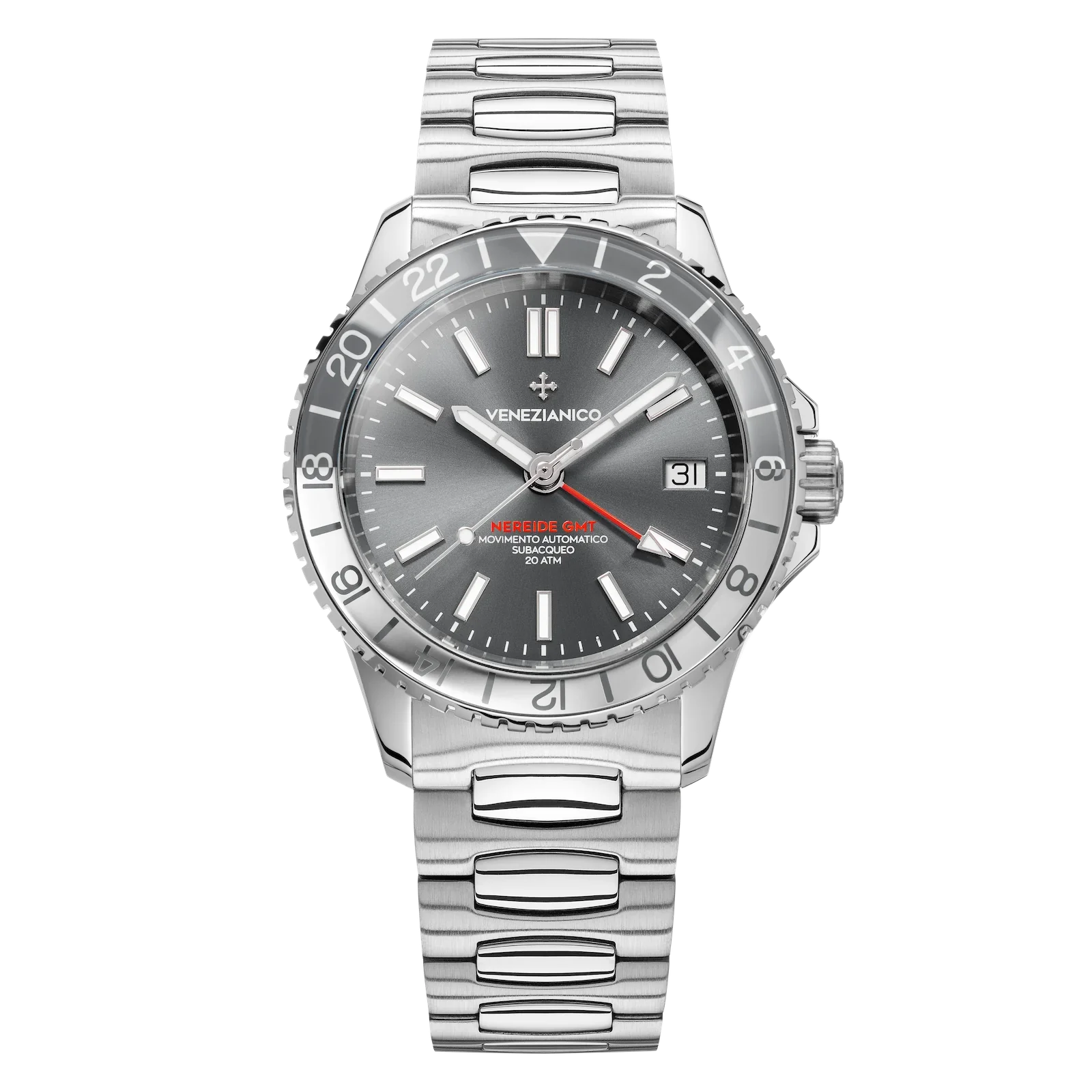Men's GMT Watches with Sapphire Crystal -Venezianico Automatic Watch Nereide GMT Grey 3521501C Men's GMT Watches with Sapphire Crystal -Venezianico Automatic Watch Nereide GMT Grey 3521501C