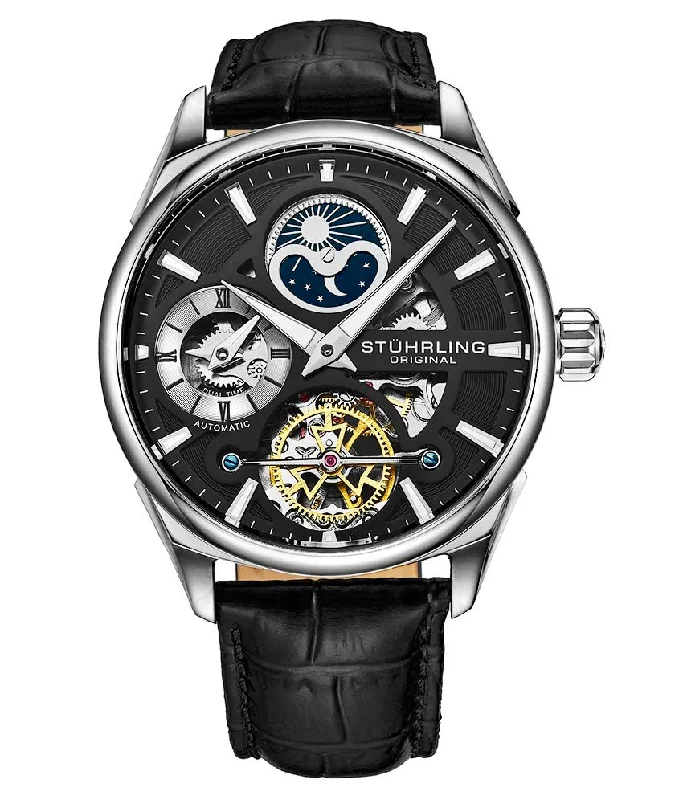 Black Dial/Silver Case/Black Leather Strap