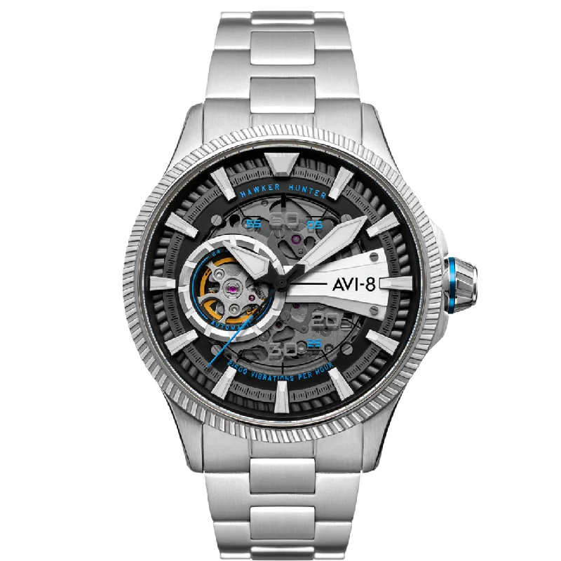 Men's Field Watches Italian Made Edition-AVI-8 Men's Blue Diamonds Hawker Hunter Avon Watch AV-4078-11