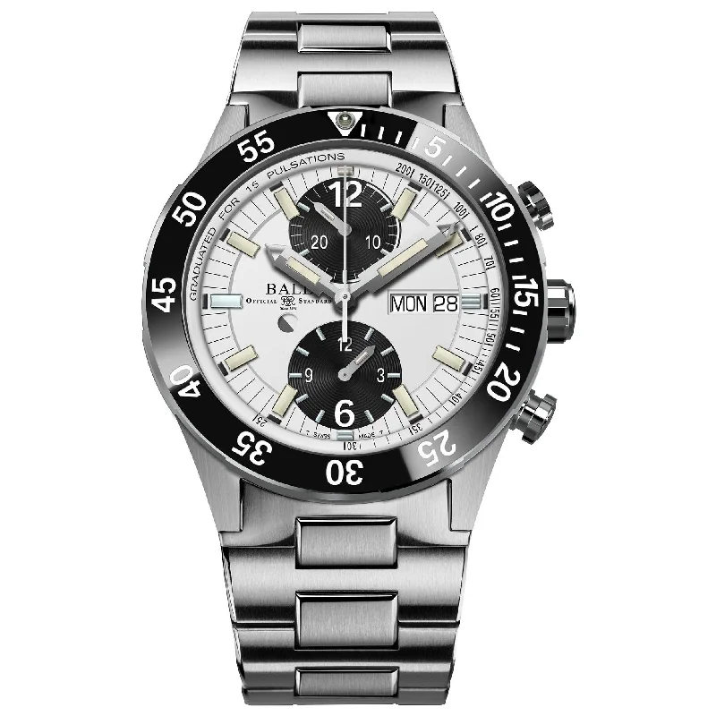 Men's Swiss Automatic Wind Edition-Ball Roadmaster Rescue Chronograph Men's White Watch DC3030C-S-WHBK