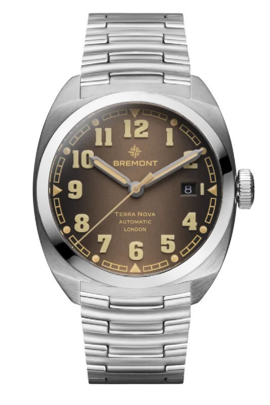 Men's Customized Dress Watches-Bremont Terra Nova 40.5mm Date 'Caramel' Limited Edition TN40-DT-SS-BR-B