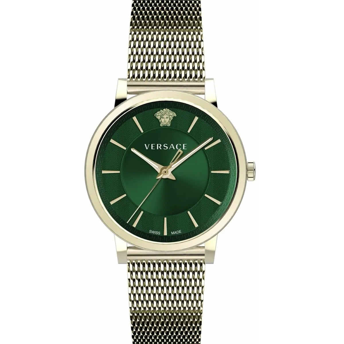 Men's Swiss Party Wear Edition-Versace Men's Watch V-Circle Green Gold Bracelet VE5A00820