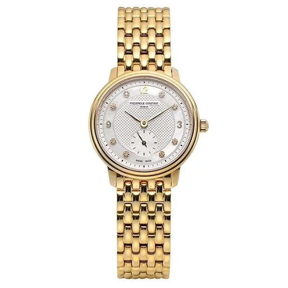 Men's Swiss Spring Edition-Frederique Constant Watch Slimline Diamond Small Seconds Gold PVD FC-235MPWD1S5B