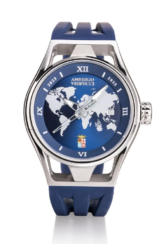 Men's European Made Style Sports Watches-Locman Montecristo Amerigo Vespucci automatico blu 0537A02S-00AMVESB