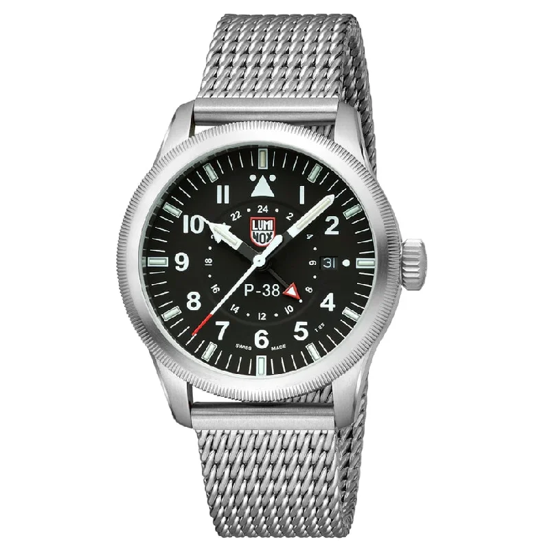 Automatic Men's GMT Watches with Date Function -Luminox Air Pilot P-38 Lightning GMT Men's Silver Watch XA.9522 Automatic Men's GMT Watches with Date Function -Luminox Air Pilot P-38 Lightning GMT Men's Silver Watch XA.9522