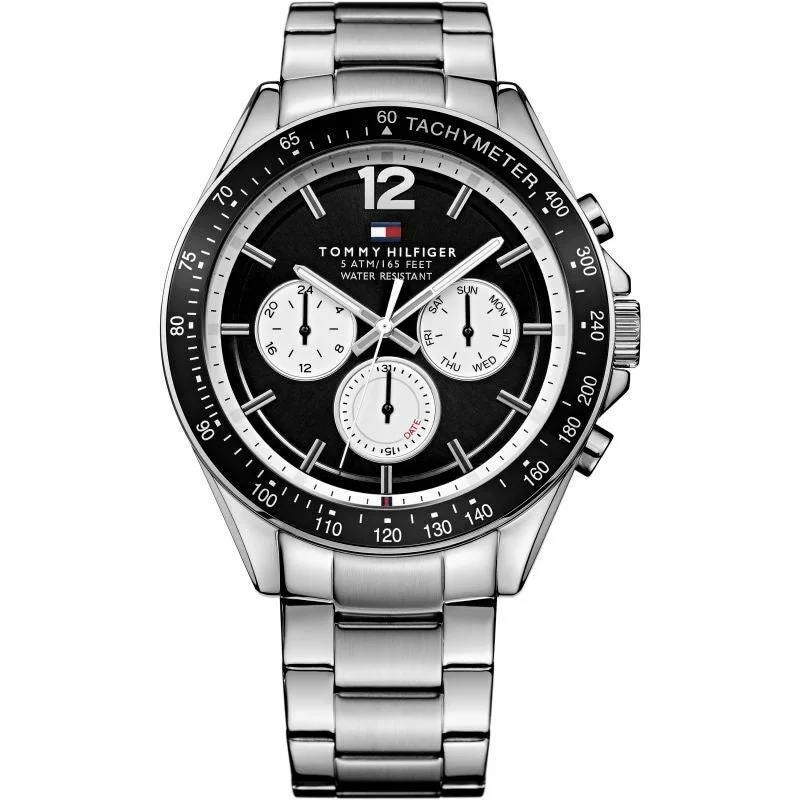 Men's European Made Dress Watches-Tommy Hilfiger 1791120 Men's Black Chronograph Watch