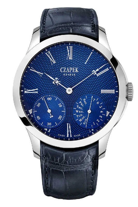Men's Mechanical Movement Design Dress Watches-Czapek Quai des Bergues Sapphire Blue L