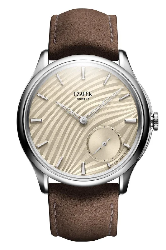 Men's Extra Large Style Dress Watches-Czapek Promenade Plissé Ivory