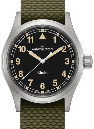 Men's Field Watches Straps Replacement-Khaki Field Quartz 38mm Vintage Black Ref. H69401930