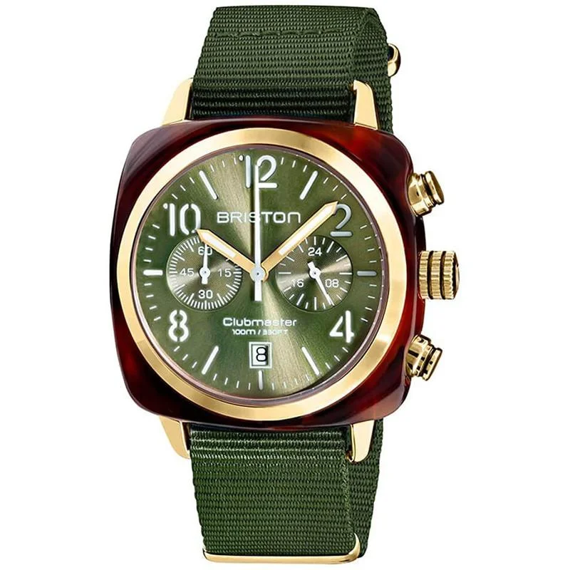Men's Designer Design Men's Watches-Briston Green Clubmaster Classic Chronograph Watch 19140.PYAT.26.NOL Men's Designer Design Men's Watches-Briston Green Clubmaster Classic Chronograph Watch 19140.PYAT.26.NOL